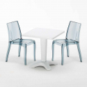 Terrace hvid havebord sæt: 2 Cristal light gennemsigtig stole og 70cm kvadratisk bord Rabatter