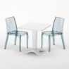 Terrace hvid havebord sæt: 2 Cristal light gennemsigtig stole og 70cm kvadratisk bord Rabatter
