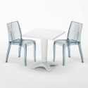 Terrace hvid havebord sæt: 2 Dune gennemsigtig stole og 70cm kvadratisk bord Udsalg
