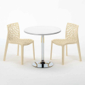 Long Island hvid cafebord sæt: 2 Gruvyer farvet stole og 70cm rundt bord 