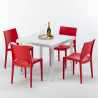 Love hvid havebord sæt: 4 Paris farvet stole og 90cm kvadratisk bord Model