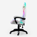 Pixy Plus hvid ergonomisk gamer kontorstol massage RGB lys kunstlæder Mængderabat