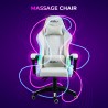 Pixy Plus hvid ergonomisk gamer kontorstol massage RGB lys kunstlæder Udsalg