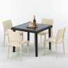 Passion sort havebord sæt: 4 Paris farvet stole og 90cm kvadratisk bord Model