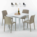 Love hvid havebord sæt: 4 Bohème farvet stole og 90cm kvadratisk bord Kampagne