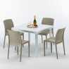 Love hvid havebord sæt: 4 Bohème farvet stole og 90cm kvadratisk bord Udvalg