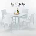 Love hvid havebord sæt: 4 Bistrot Arm farvet stole og 90cm kvadratisk bord Kampagne