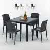 Passion sort havebord sæt: 4 Bohème farvet stole og 90cm kvadratisk bord Kampagne