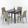 Passion sort havebord sæt: 4 Bistrot farvet stole og 90cm kvadratisk bord Mængderabat