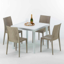 Love hvid havebord sæt: 4 Bistrot farvet stole og 90cm kvadratisk bord Udvalg