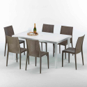 SummerLife hvid havebord sæt: 6 Bistrot farvet stole og 150x90 cm bord Udvalg