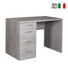 KimDesk GS betongrå lille træ skrivebord 110x65 cm med 4 skuffer På Tilbud
