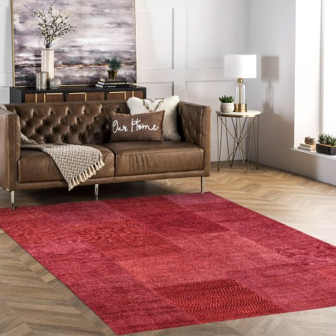 Moderne design rødt rektangulært stue skridsikkert tæppe TURO01