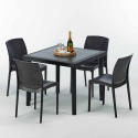 Passion sort havebord sæt: 4 Bohème farvet stole og 90cm kvadratisk bord Udvalg