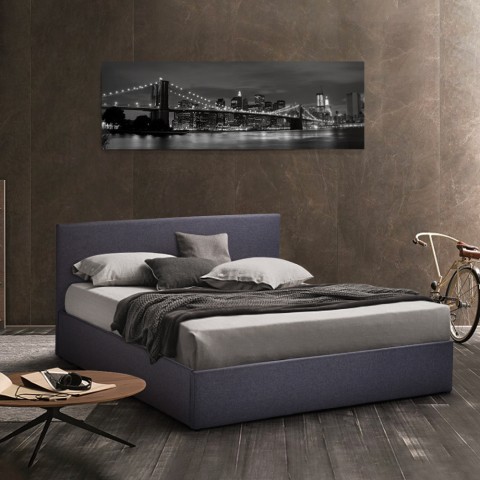 Basel King 3/4 seng 160x190 cm stofbetrukket med lameller og opbevaring Kampagne