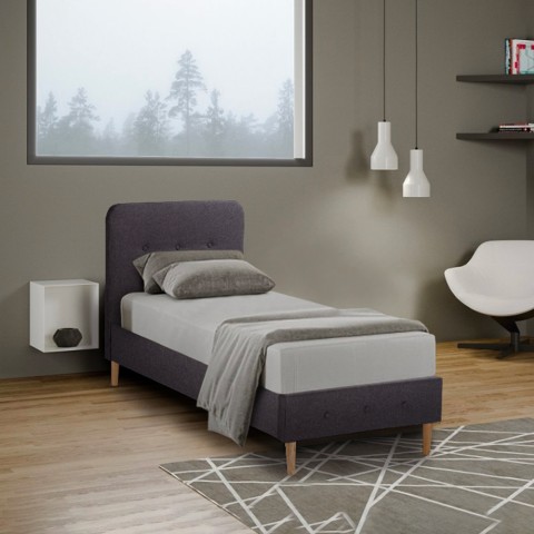 Fribourg Twin enkelt seng 80x190 cm stofbetrukket flere farver med lameller Kampagne