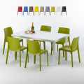 SummerLife hvid havebord sæt: 6 Rome farvet stole og 150x90 cm bord Kampagne