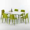 SummerLife hvid havebord sæt: 6 Rome farvet stole og 150x90 cm bord Mål