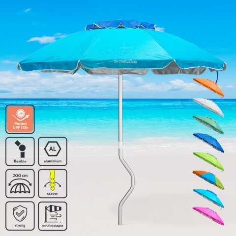GiraFacile 200cm strand parasol med UPF 158+ UV-beskyttelse Aphrodite