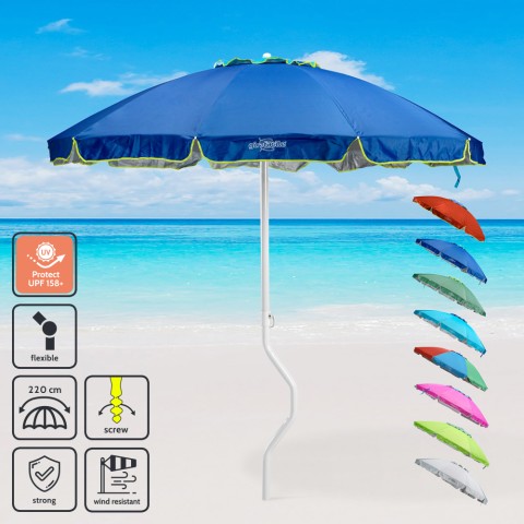 GiraFacile 220cm strand parasol med UPF 158+ UV-beskyttelse tilt Apollo