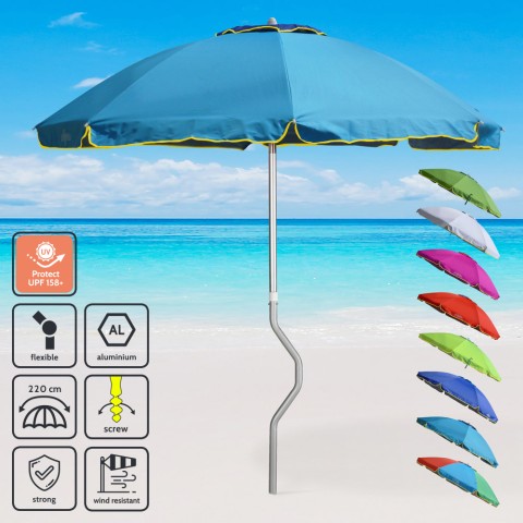 Aeolus GiraFacile 220cm stor strand parasol med UV-beskyttelse og tilt Kampagne
