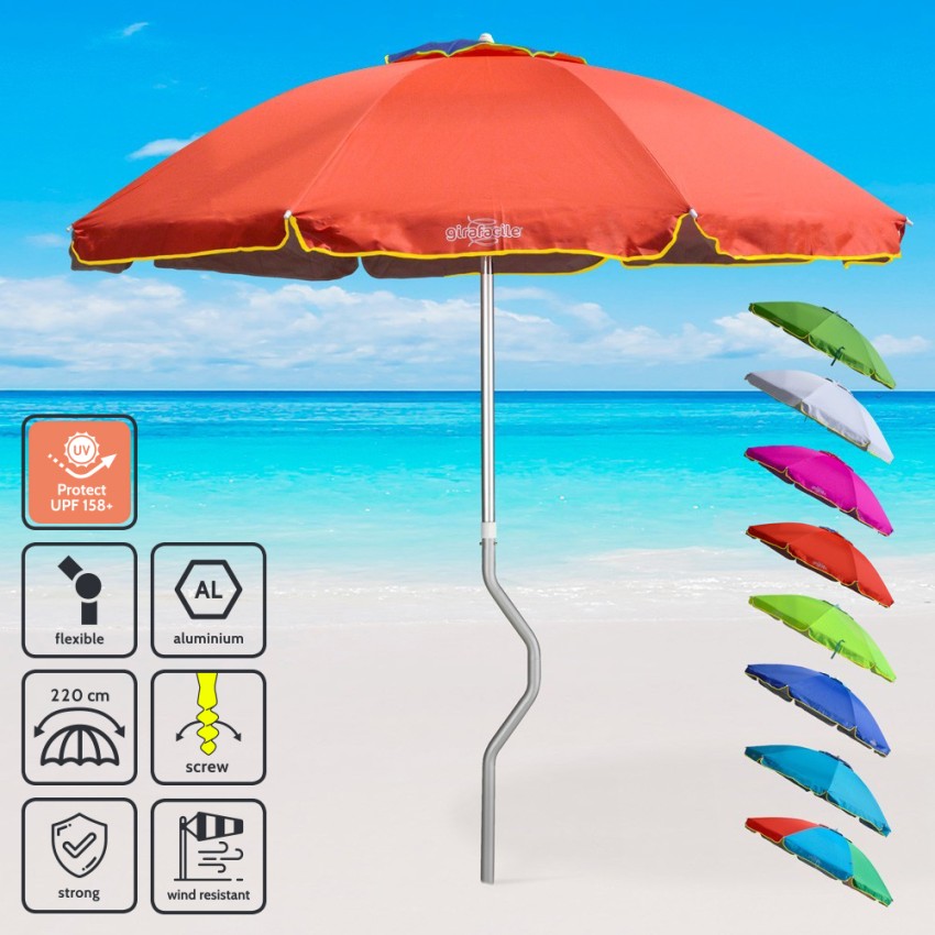 Aeolus GiraFacile 220cm stor strand parasol med UV-beskyttelse og tilt Model Aeolus GiraFacile 220cm stor strand parasol med UV-beskyttelse og tilt Model