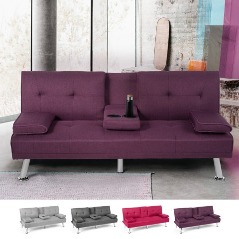 Somnium moderne 3 personers sofa stofbetræk sovesofa indbygget bord Kampagne