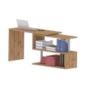Volta WD drejelig hjørne skrivebord træ design egetræ effekt 2 hylder Omkostninger