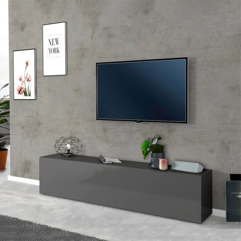 Note Low TV bord møbel 180 cm antracit lav skænk med 1 klaplåge 2 rum Kampagne