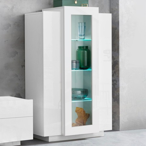 Showcase stue hvid høj moderne design 80x120cm Corona Lacq Kampagne