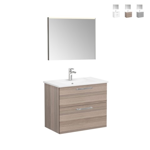 Nedhængt badeværelsesskab 80cm håndvask 2 skuffer LED spejl Root VitrA M Kampagne