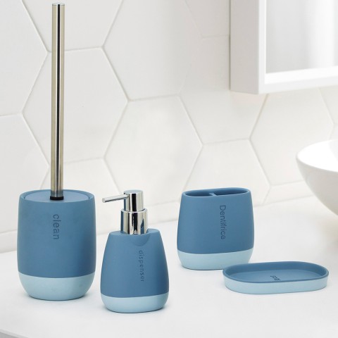 Silk blå badeværelsestilbehør sæt tandkrus sæbedispenser toiletbørste Kampagne