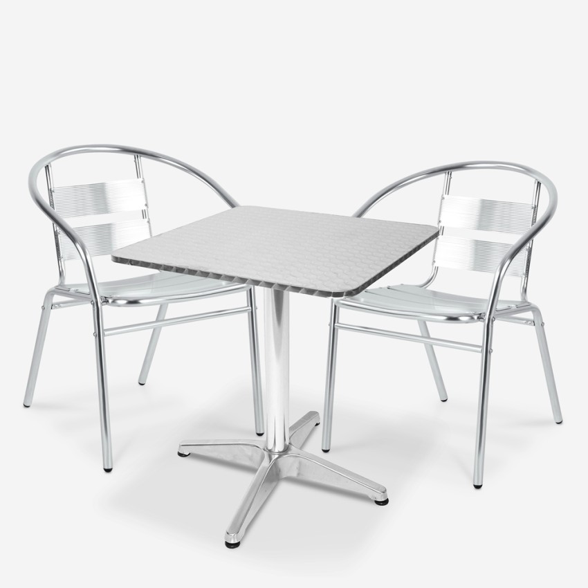 Bliss cafe sæt med 2 aluminiums havestole og 70x70 cm firkantat bord Kampagne