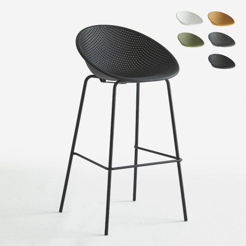 Flaund design barstol med ryglæn sort metal plastik til køkken bar Kampagne