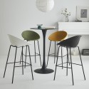 Flaund design barstol med ryglæn sort metal plastik til køkken bar Udvalg