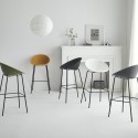 Flaund design barstol med ryglæn sort metal plastik til køkken bar Valgfri
