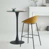 Flaund design barstol med ryglæn sort metal plastik til køkken bar 