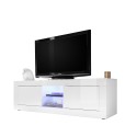 Nolux Wh Basic blank hvid tv bord skænk 180 cm med 2 låger glashylde Tilbud