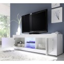 Nolux Wh Basic blank hvid tv bord skænk 180 cm med 2 låger glashylde Mængderabat