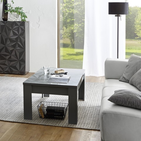 Lanz Prisma blank antacit lille sofabord træ 65x122cm rektangulær stue Kampagne