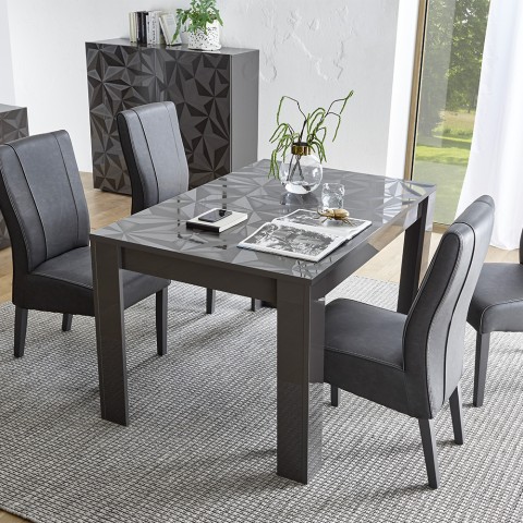 Plus Prisma blank antracit træ spisebord med udtræk 90x137-185 cm Kampagne
