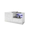 Petite Wh Prisma blank hvid tv bord 121x42x57cm med låge skuffe hylde Tilbud