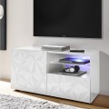 Petite Wh Prisma blank hvid tv bord 121x42x57cm med låge skuffe hylde Kampagne