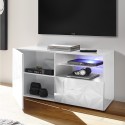 Petite Wh Prisma blank hvid tv bord 121x42x57cm med låge skuffe hylde Udsalg