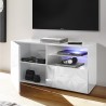 Petite Wh Prisma blank hvid tv bord 121x42x57cm med låge skuffe hylde Udsalg