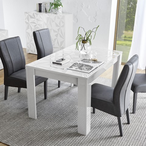 Most Prisma lille blank hvid træ spisebord med udtræk 90x137-185 cm Kampagne