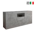 Urbino Ct L beton grå skænk 184x42x86 cm med 2 låger hylder 3 skuffer På Tilbud