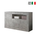 Urbino Ct M cement grå smal skænk træ 138x43x86cm med 3 låger og hylde På Tilbud