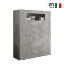 Sior Ct Urbino cement grå smal høj skab træ med 2 låger og 3 hylder På Tilbud