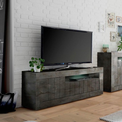 Jaor Ox Urbino sort oxideret TV bord 138 cm lav skænk med 3 låger Kampagne